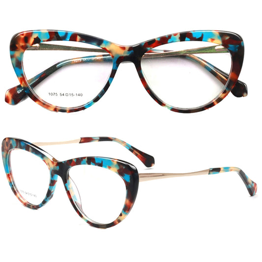Lynwood | Cat Eye Glasses For Women w/ Tortoise Shell Pattern | Acetate Frame w/ Metal Temples
