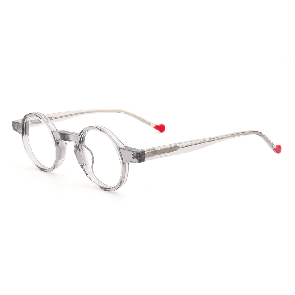 Transparent grey round eyeglasses