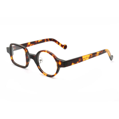 A pair of mismatch tortoise acetate eyeglasses frames