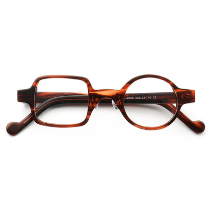 Front view of brown mismatch acetate glasses frames