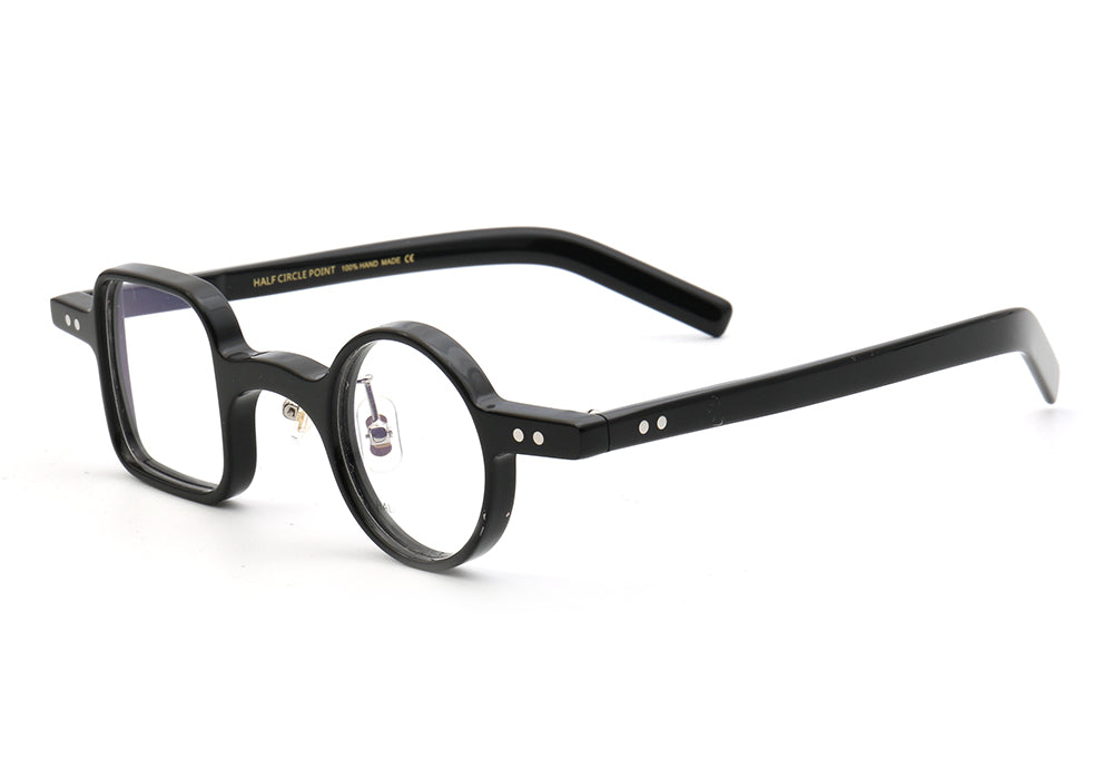 Side view of black mismatch retro eyeglass frames