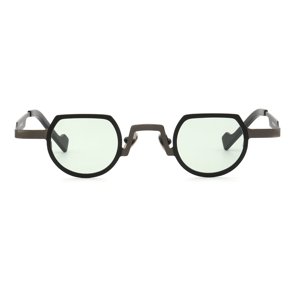 Front view of black polarized titanium sunglasses
