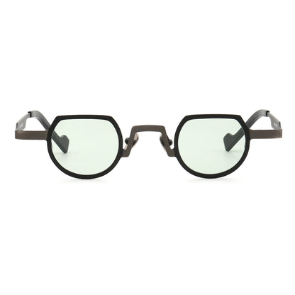 Front view of black polarized titanium sunglasses