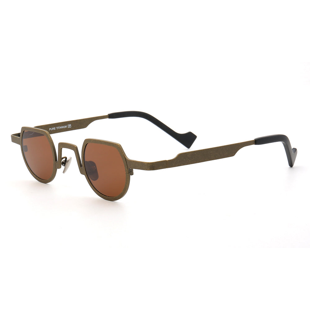 Side view of brown polarized titanium sunglasses