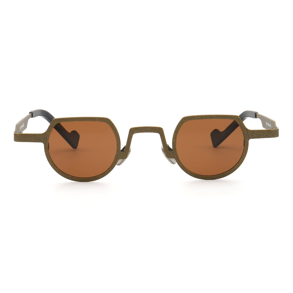 Front view of brown polarized titanium sunglasses