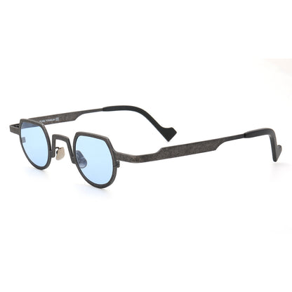 Side view of gunmetal titanium sunglasses