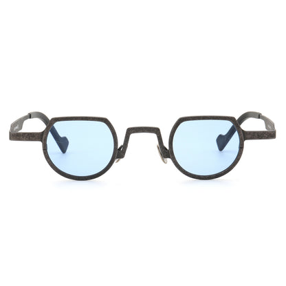 Front view of gunmetal titanium sunglasses