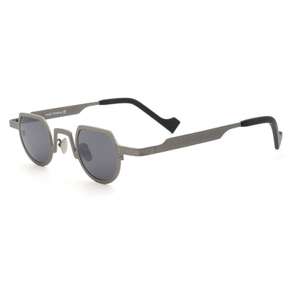 Side view of grey polarized titanium sunglasses