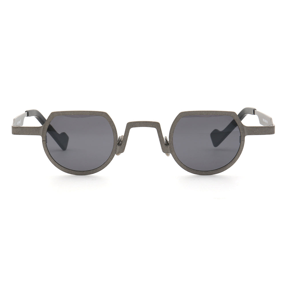 Front view of grey polarized titanium sunglasses