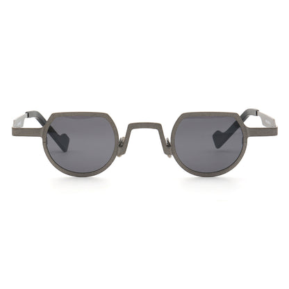 Front view of grey polarized titanium sunglasses