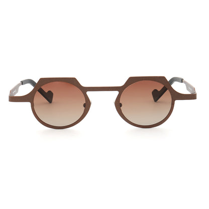 Front view of bronze polarized titanium sunglasses