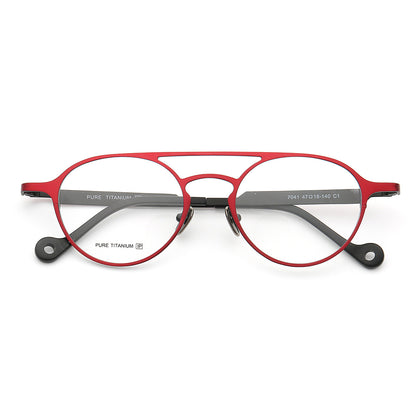 Jacques | Anteojos de titanio redondos, finos y ligeros | Monturas De Gafas Modernas Para Mujer De Doble Puente Online