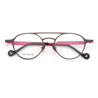 Jacques | Anteojos de titanio redondos, finos y ligeros | Monturas De Gafas Modernas Para Mujer De Doble Puente Online
