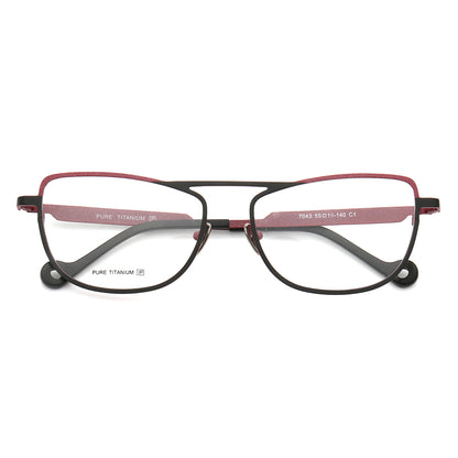 Flat top multicolored titanium eyeglasses for women