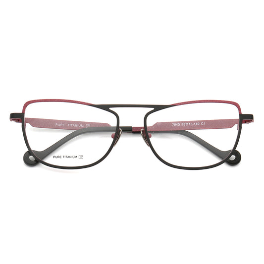 Flat top multicolored titanium eyeglasses for women
