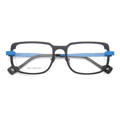 Blue square modern titanium eyeglass frames