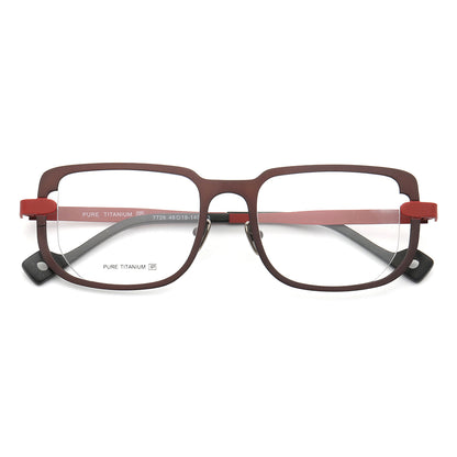 Red square modern titanium eyeglass frames