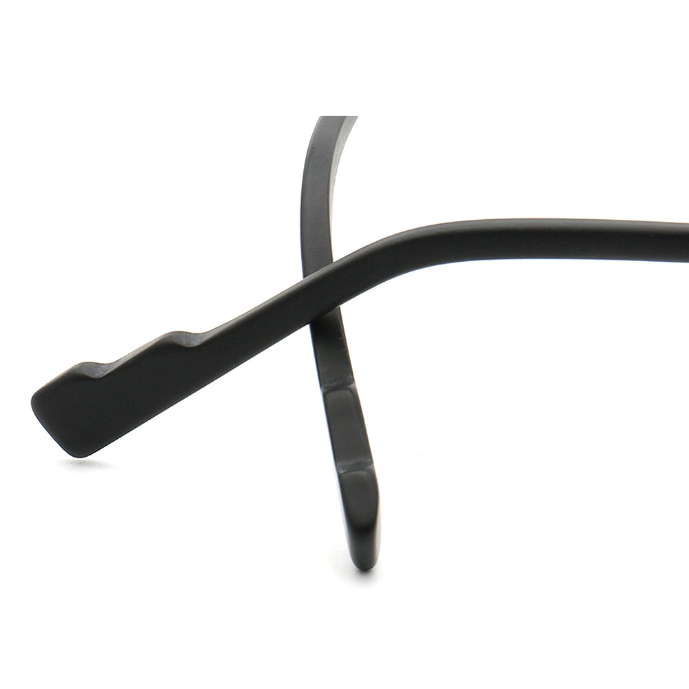 Temple tips of black titanium eyeglasses