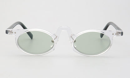 Front view of clear oval polarized sunglasses