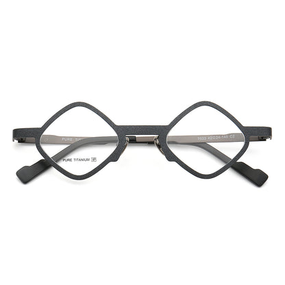 A pair of hipster black titanium eyeglasses