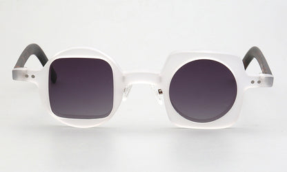 Front view of clear mismatch sunglasses