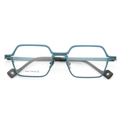 Front view of modern square full rim titanium eyeglasses