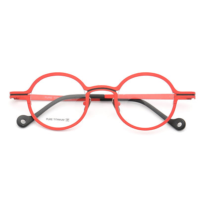 Red and black striped titanium glasses
