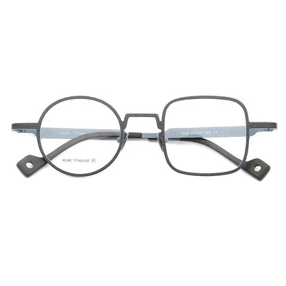 Multicolored mismatch square and round titanium glasses