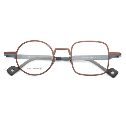 Bronze colored mismatch titanium eyeglass frames