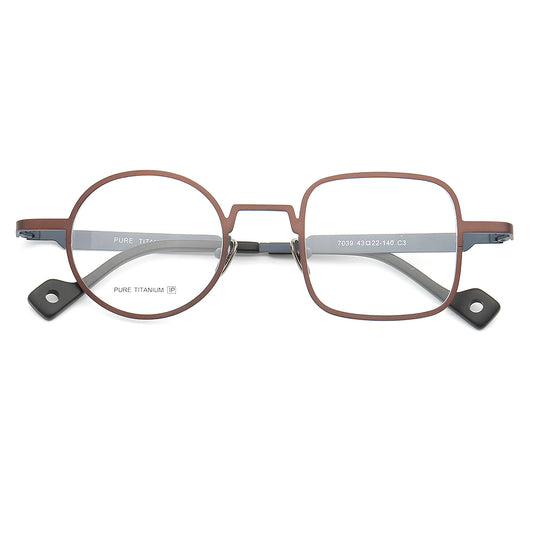 Bronze colored mismatch titanium eyeglass frames