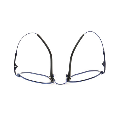 Flexible temples of blue memory metal glasses