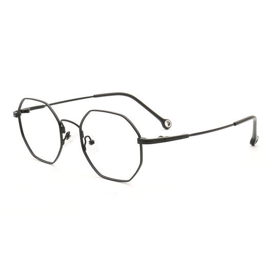 Side view of black memory metal full rim glasses