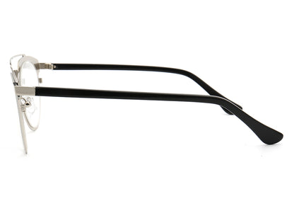 Side view of flat top metal eyeglasses frames