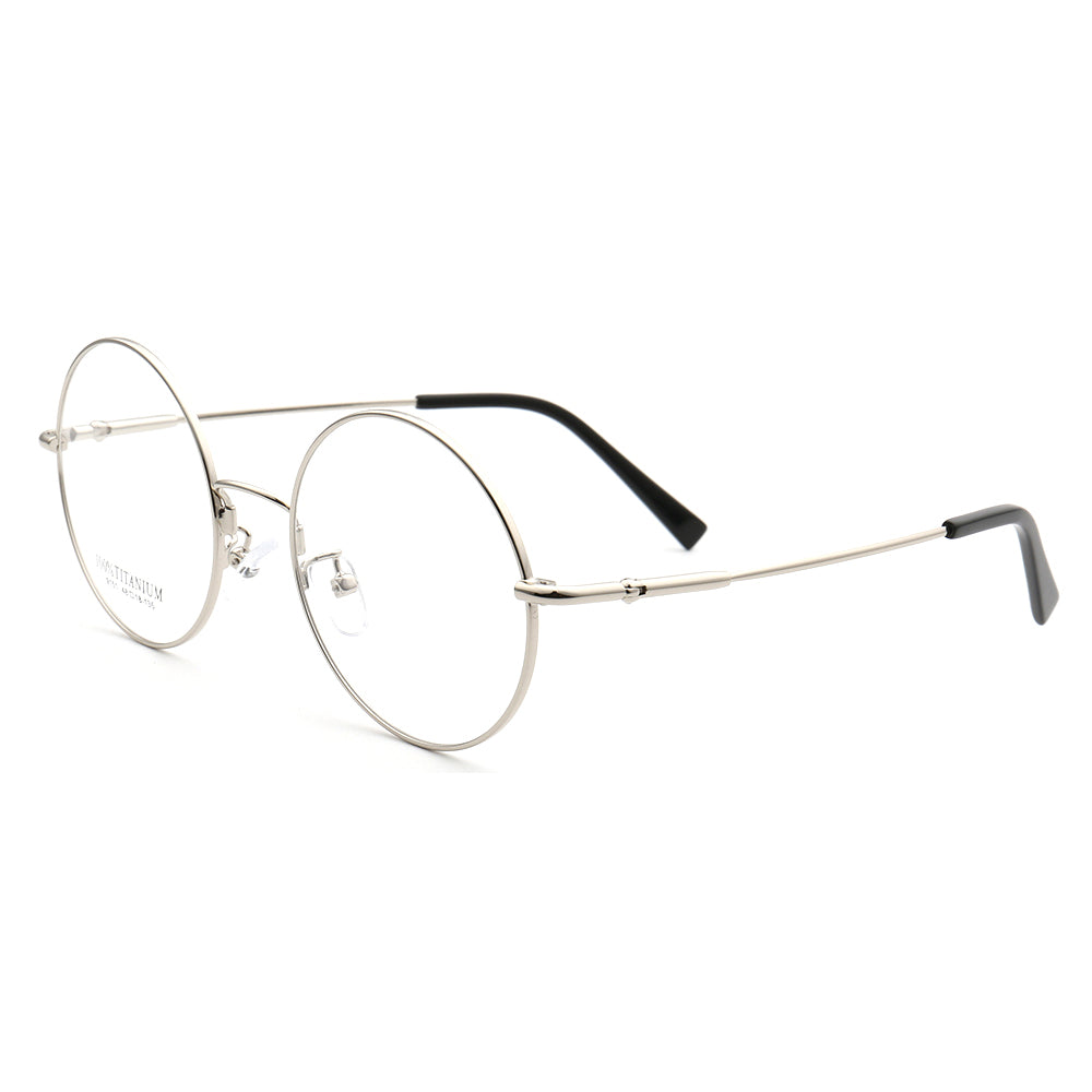 Side view of silver memory metal glasses