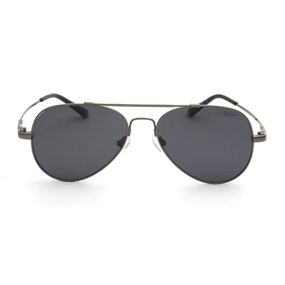 Front view of gunmetal pilot sunglasses