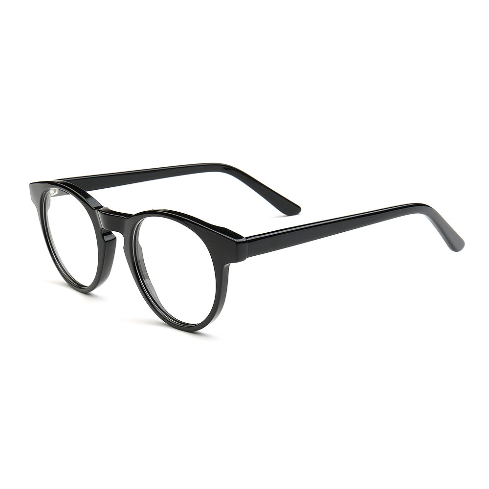 A pair of black round eyeglasses