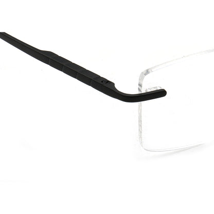 Temple of black square rimless glasses