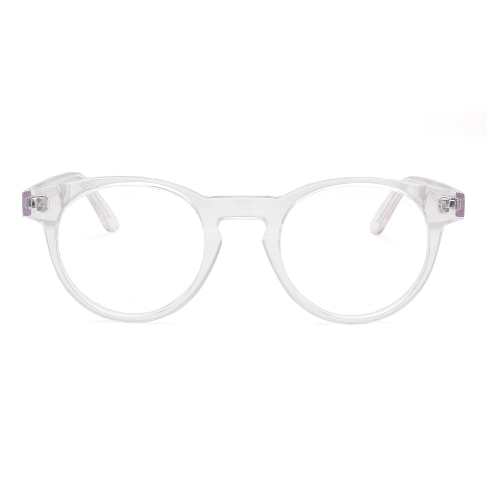 Front view of clear round eyeglasses