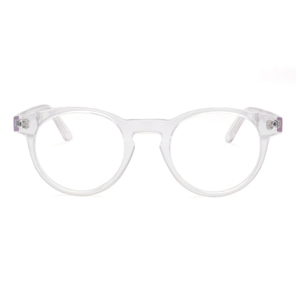 Front view of clear round eyeglasses