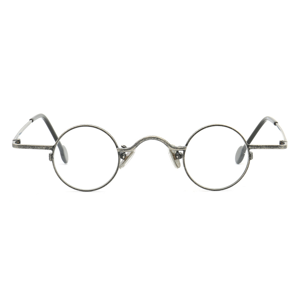 gunmetal small round retro eyeglass frames for men