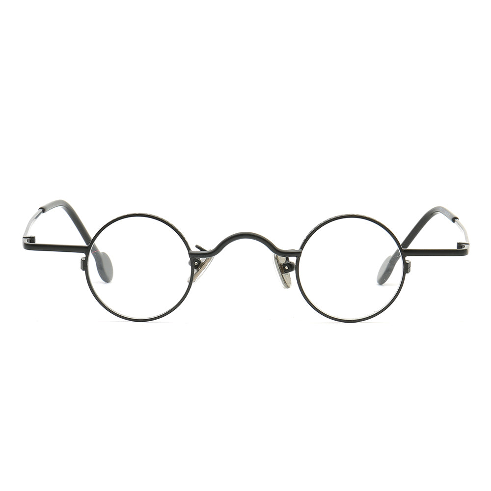 80s black round eyeglasses frames metal