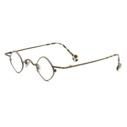 A pair of nerd style metal eyeglass frames