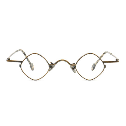 A pair of shield shaped nerd style eyeglass frames