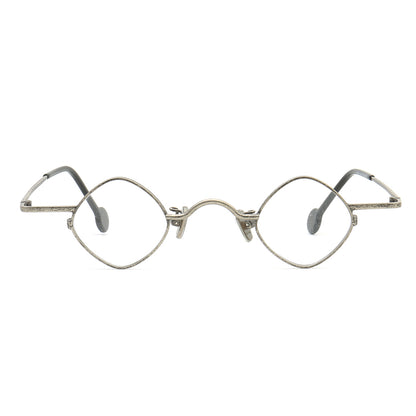 Retro shield shaped metal eyeglass frames