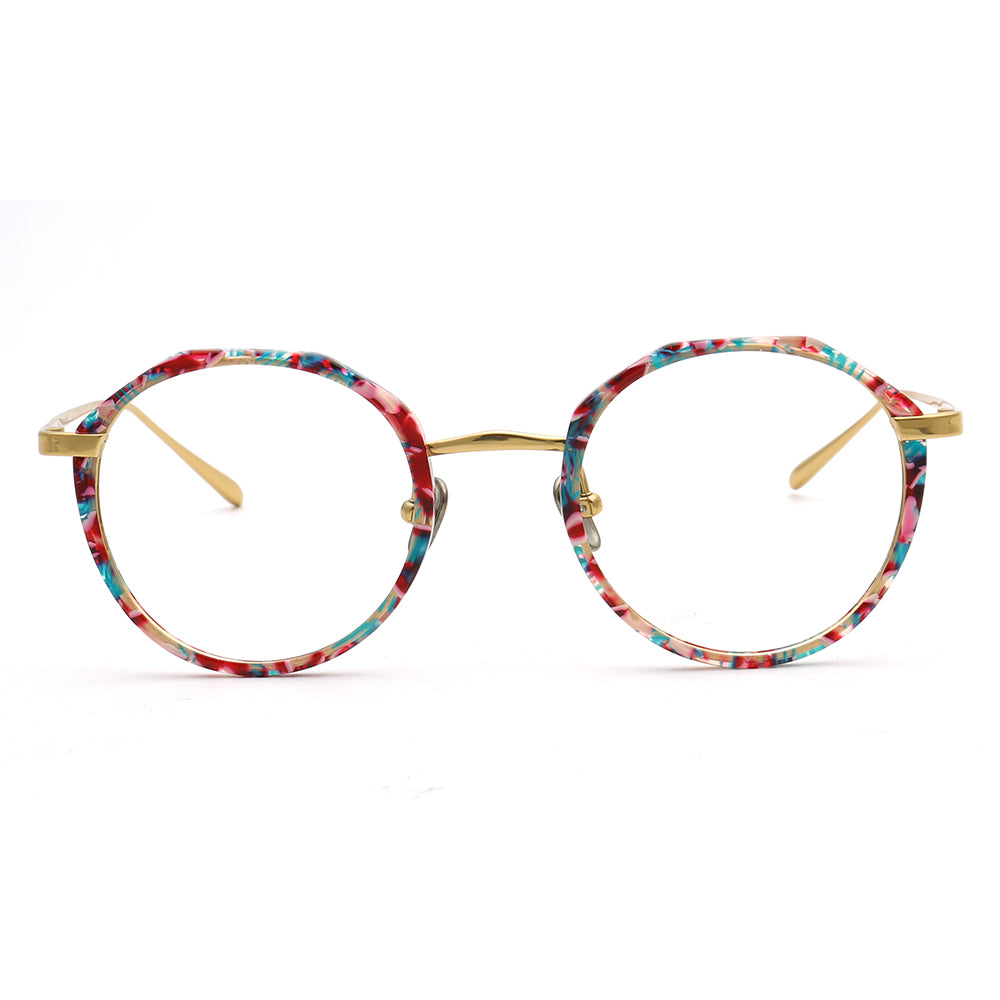 Layken | Titanium Eyeglass Frames w/ Patterned Acetate | Colorful Fashionable Unisex Glasses