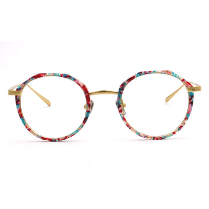 Layken | Stylish Round Floral Titanium Eyeglasses