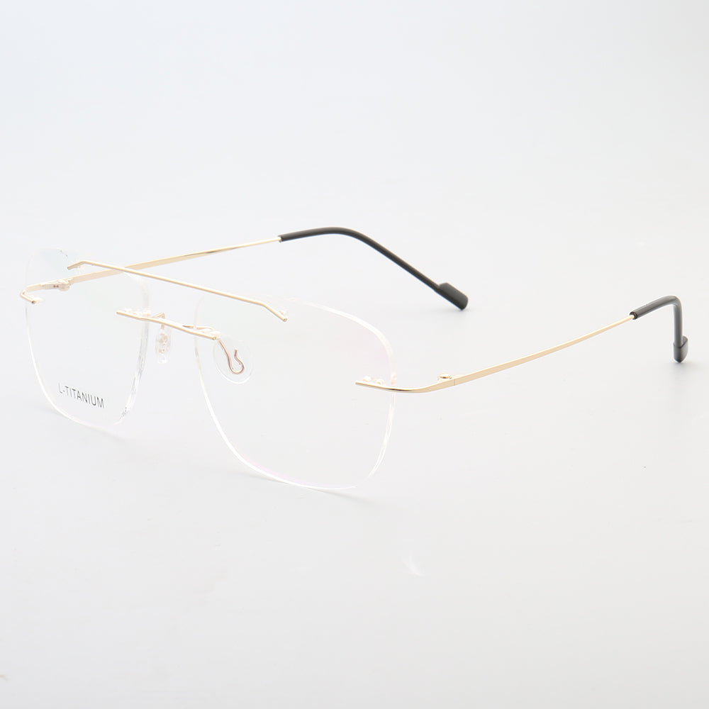 Armand | Rimless Double Bridge Metal Eyeglasses | Retro Flat  display picture 1