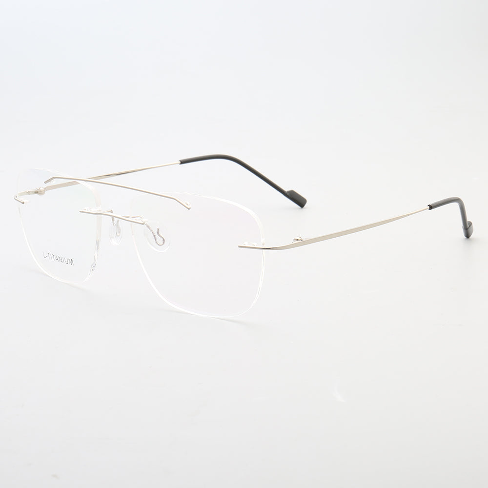 Metal Double-Beam Toad Eye Rimless Glasses, Versatile, For Dai 1 Pair Metal Double-Beam Glasses, Toad Eye Glasses  main image 3
