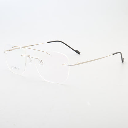 Silver rimless flat top glasses frames