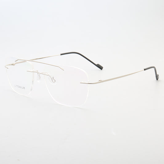 Silver rimless flat top glasses frames